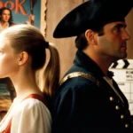 Gwyneth Paltrow and Robin Williams stand back to back with Hook reel in front and 1991 poster behind nostalgic cinema