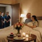 Husband holding wife