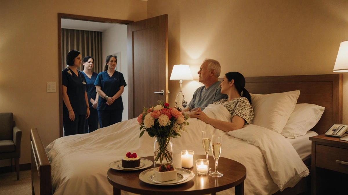 Husband holding wife