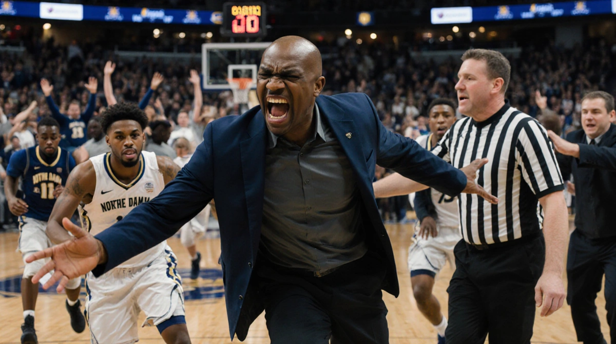 Notre Dame Coach Micah Shrewsberry Charges at Ref After Controversial Call