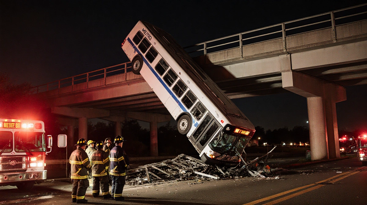14 Hospitalized as Houston Bus Plunges Off Overpass