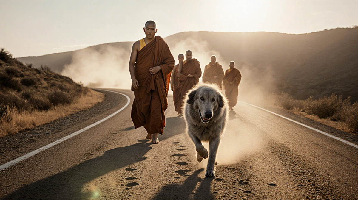 Aloka the Peace Dog Leads Monks on 2,300-Mile Walk for Peace