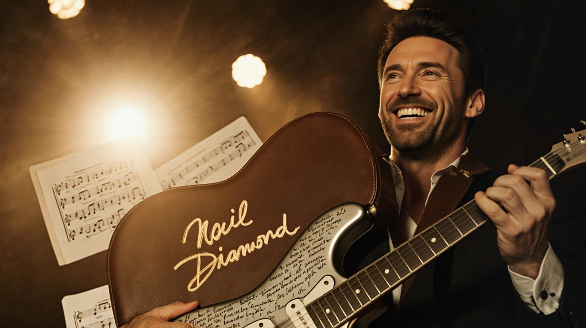 Neil Diamond Gifts Hugh Jackman Signed Guitar for Tribute Film