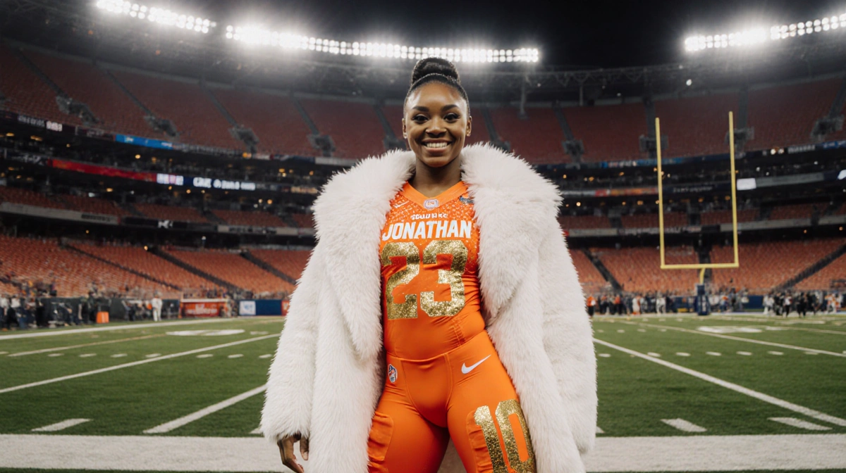 Simone Biles Rocks Custom Bears Pants for Owens’ Final Game