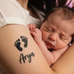 Tini Younger Honors Late Twin Daughter Arya With Footprint Tattoo