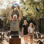 Robert Irwin Lands in Australia, Showcases DWTS Trophy to Zoo Animals