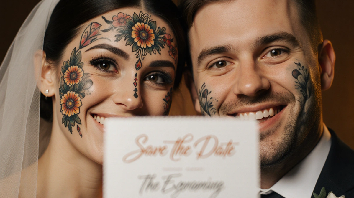 Bride’s Fake Face-Tattoo Save-the-Date Fool Everyone