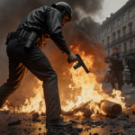 AI chatbot screen displaying a prompt with a friendly help message about violent crime restrictions