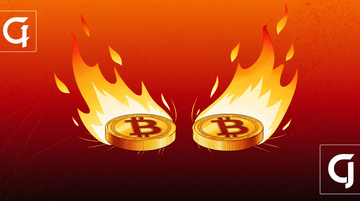 Two flames burning INJ tokens with Community BuyBack logo in burnt orange background