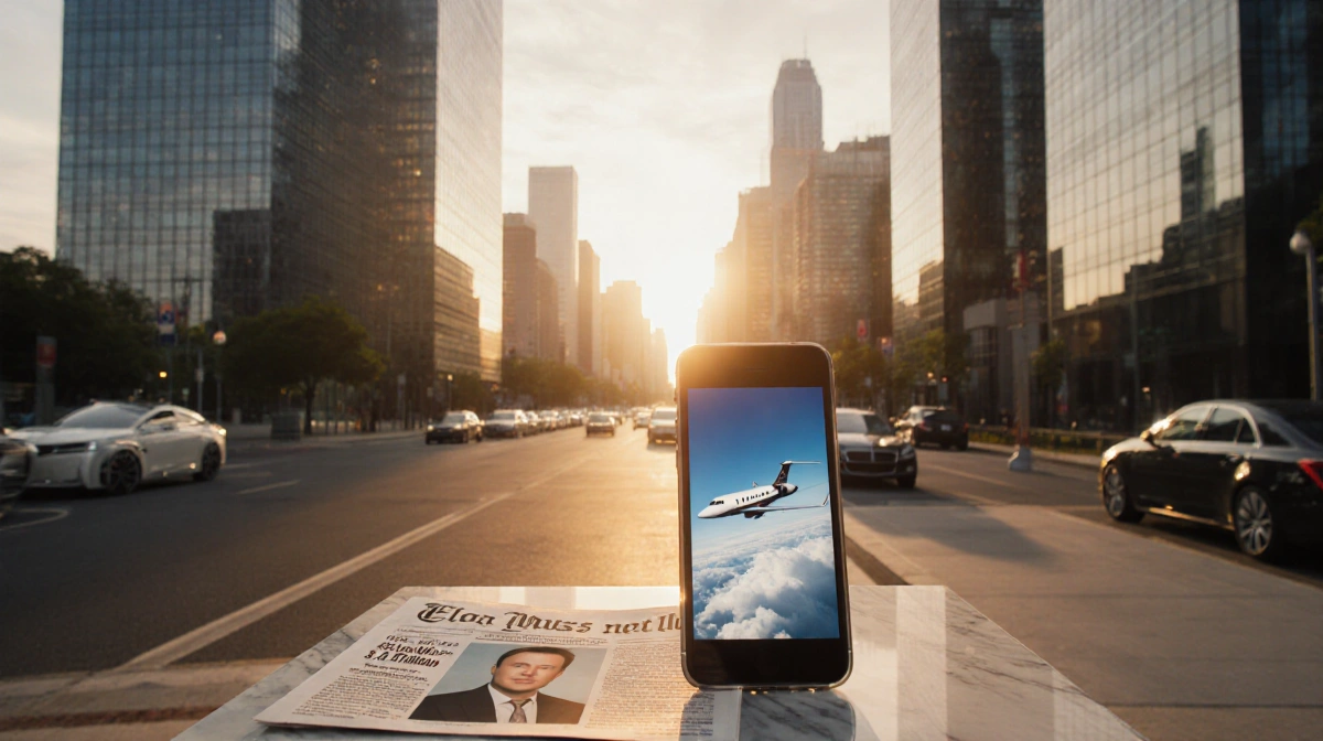 iPhone on marble pedestal shows Elon Musk