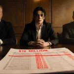 Paris Jackson faces estate lawyers across courtroom with ledger showing $10M vs $65M dispute