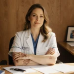 Jamie-Lynn Sigler sits confidently at her desk with MS awareness books and family photos showing resilience