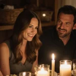 Jennifer Garner shares a warm family dinner with her children as candlelight glows across their happy faces and softens the b