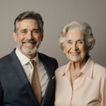 Justin Baldoni smiles with his parents during his birthday family celebration with warm lighting