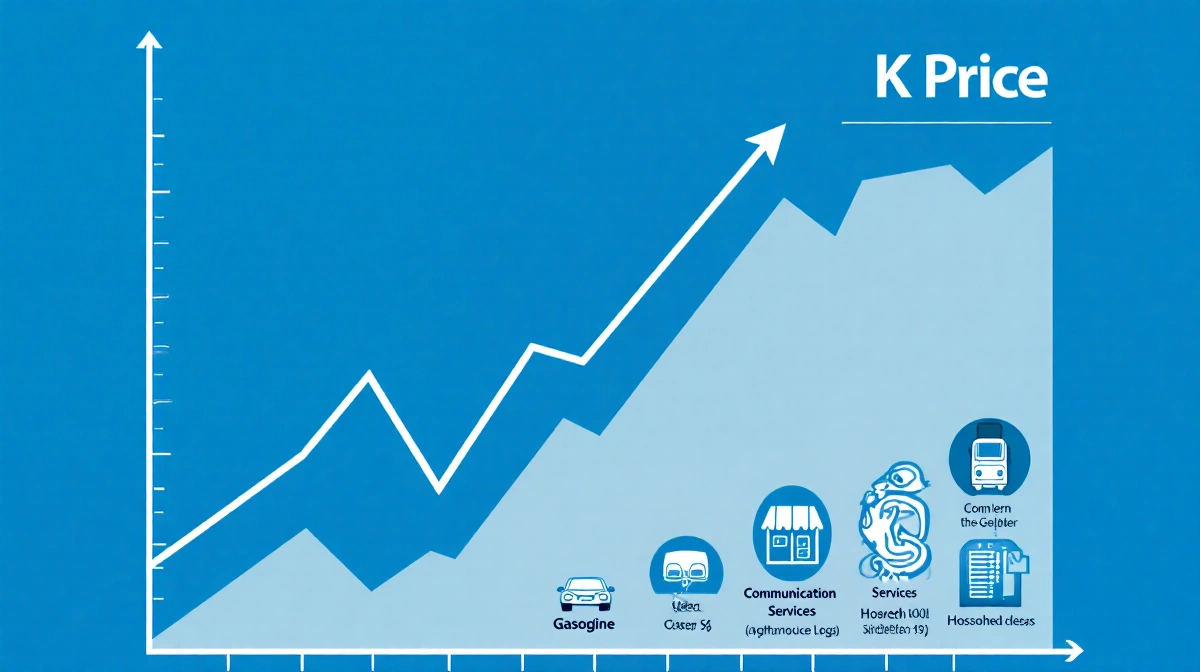 Split price graph showing diverging K-shaped economic trends with rising costs line going up and falling costs line going dow