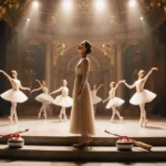 Kate Middleton watching Royal Ballet performance with curling stones and brooms at her feet showing upcoming Scotland engagem