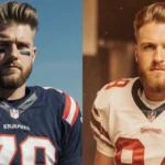 Travis and Jason Kelce posing side by side with 2016 and 2023 photos showing their NFL style evolution