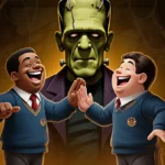 Kenan Thompson and Kel Mitchell high-fiving in updated school uniforms with Frankenstein