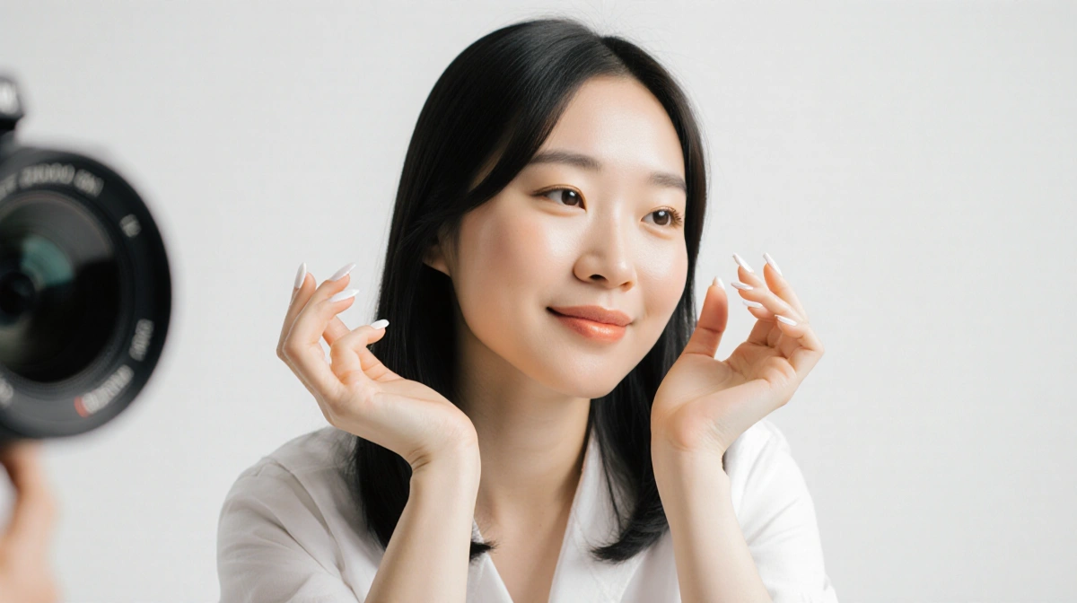 Kitty Wan sits with relaxed hands and manicured nails with subtle smile and soft natural lighting