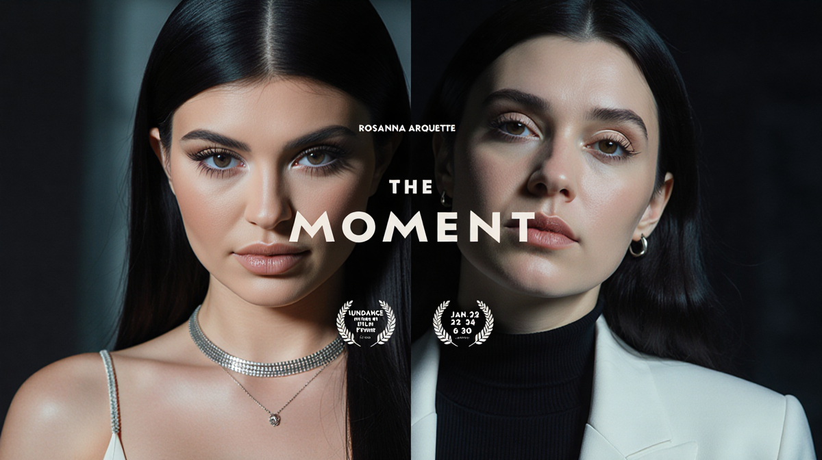 Kylie Jenner posing beside Rosanna Arquette on split-screen poster with Sundance dates