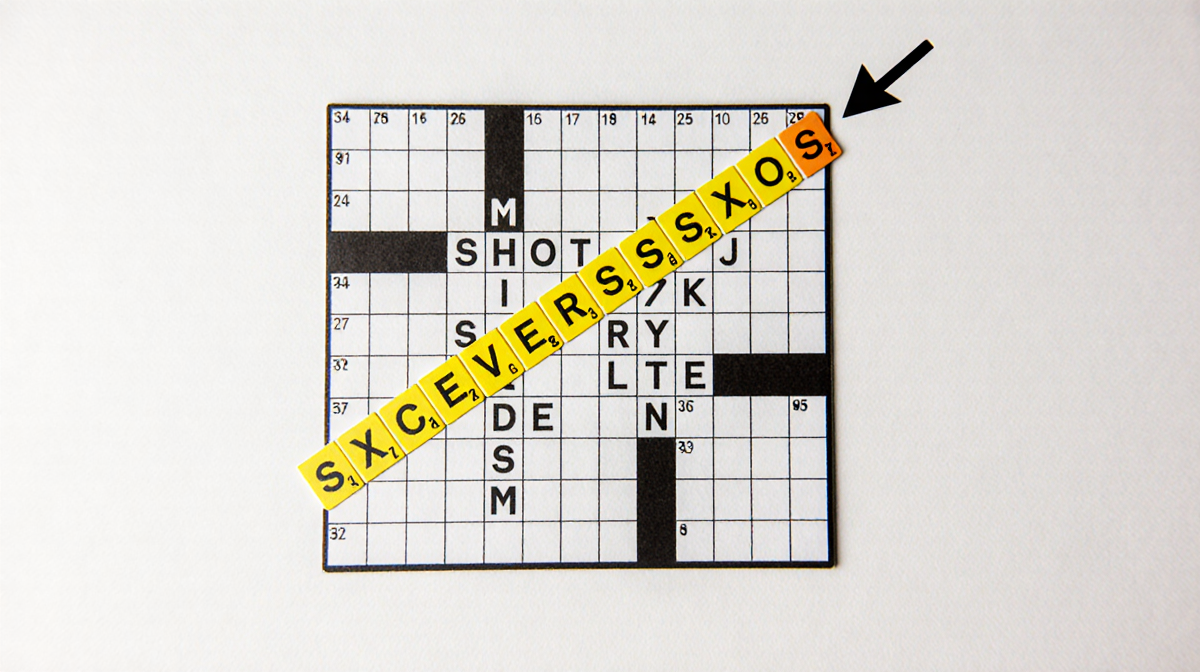 Highlighted three-letter words in puzzle reveal discoveries with arrow pointing to uncovered letter
