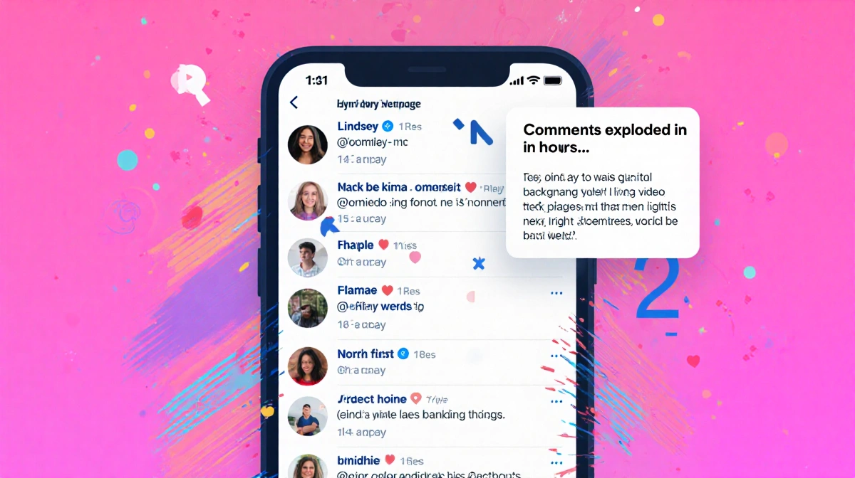Lindsey's smartphone shows flooded social media comments with supportive messages and shares exploding overnight