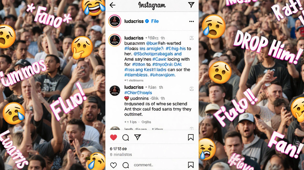 Instagram post shows Ludacris with angry fans commenting and emoji reactions filling the feed