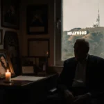 Mel Brooks sits alone with old photos and awards surrounding him and a candle glowing near Anne Bancroft portrait