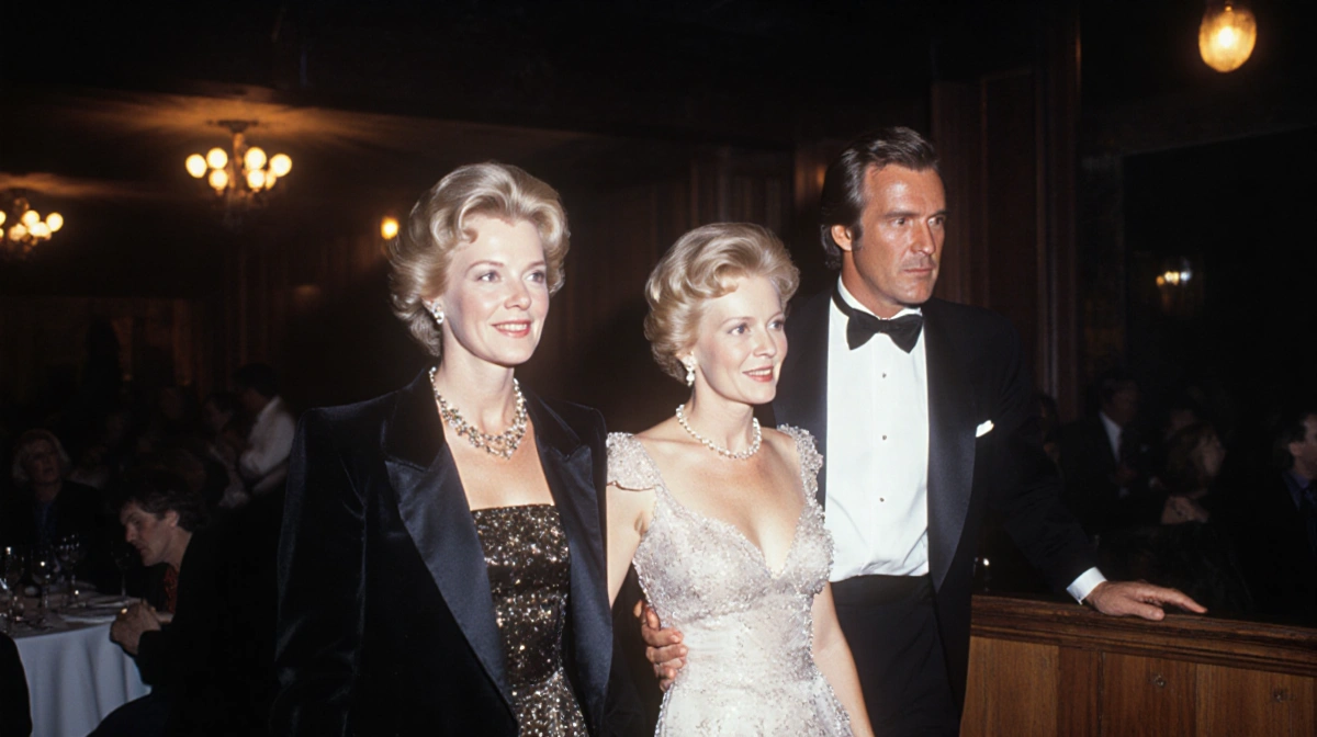Melanie Griffith stands with Tippi Hedren at 1970s party while Don Johnson lounges nearby wearing vintage formalwear