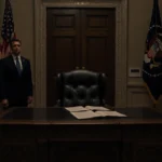 Mayor Frey stands beside ornate desk with Civil War-era law and official documents showing tense Minnesota capitol interior