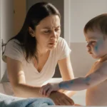 Mother holding toddler