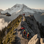 Rescue helicopter hovers above climbers
