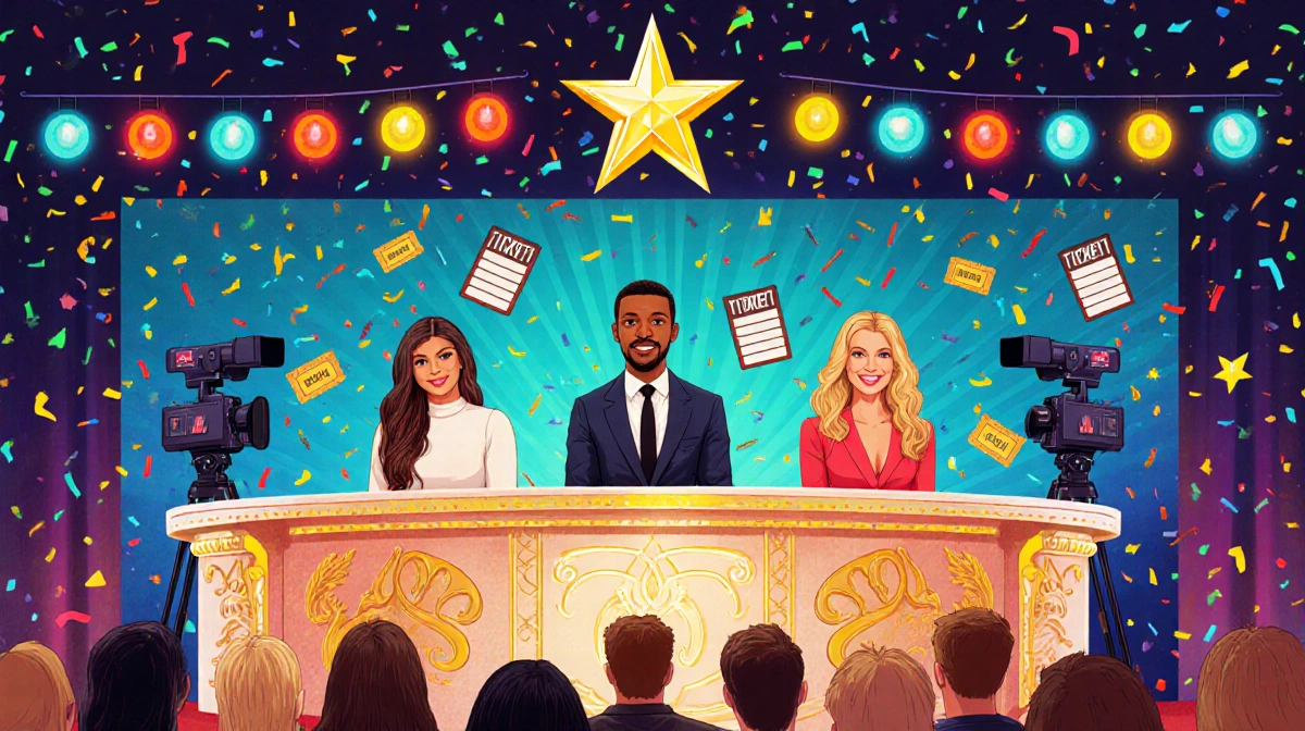 Anthony Anderson hosting with judges Jelly Roll Chrissy Teigen Sarah Gellar around table with colorful lights and confetti.