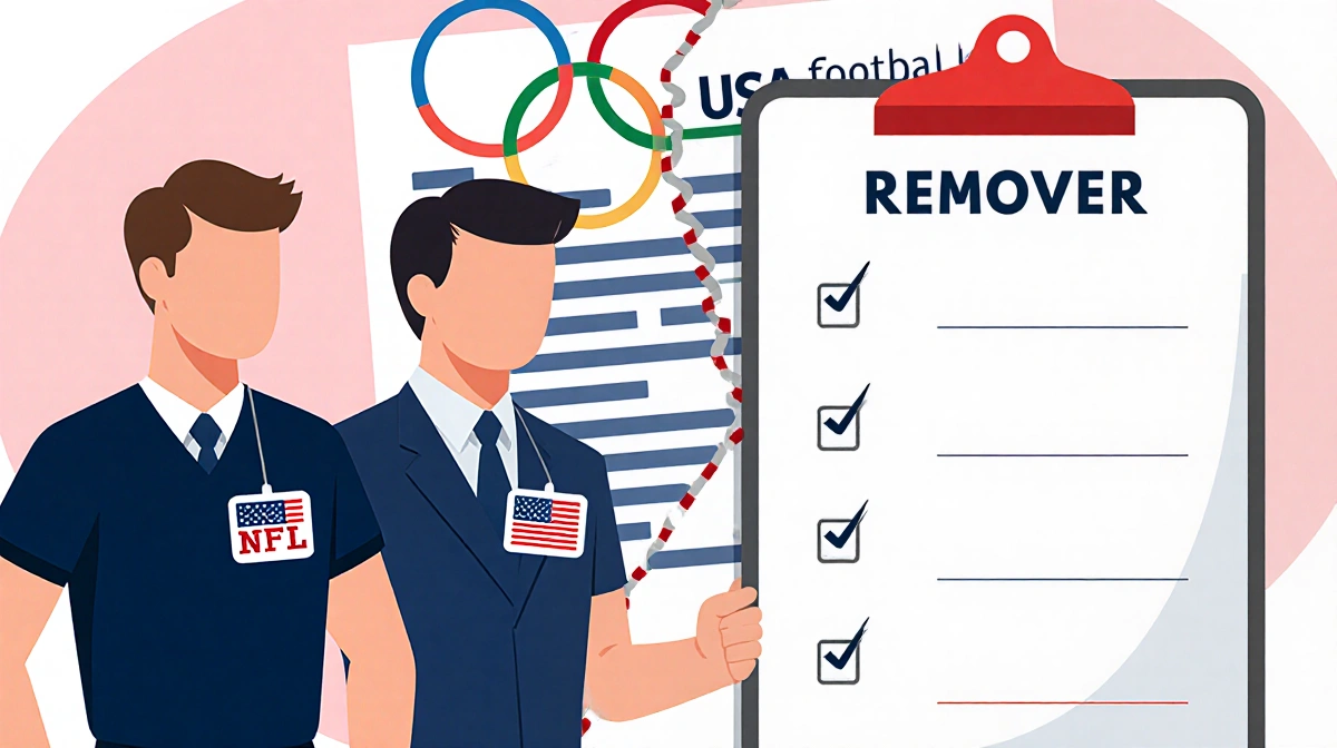 NFL and USA Football officials sign contract with checkmark showing conflict resolution and divided line separating league bo