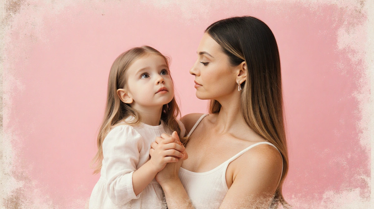 Nicole Richie cradling daughter Harlow with pink backdrop showing their mother daughter bond