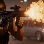 Chatbot typing a refusal about violent content with a friendly tone and offering help