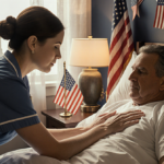 Nurse Alex Pretti gently places hands on veteran patient