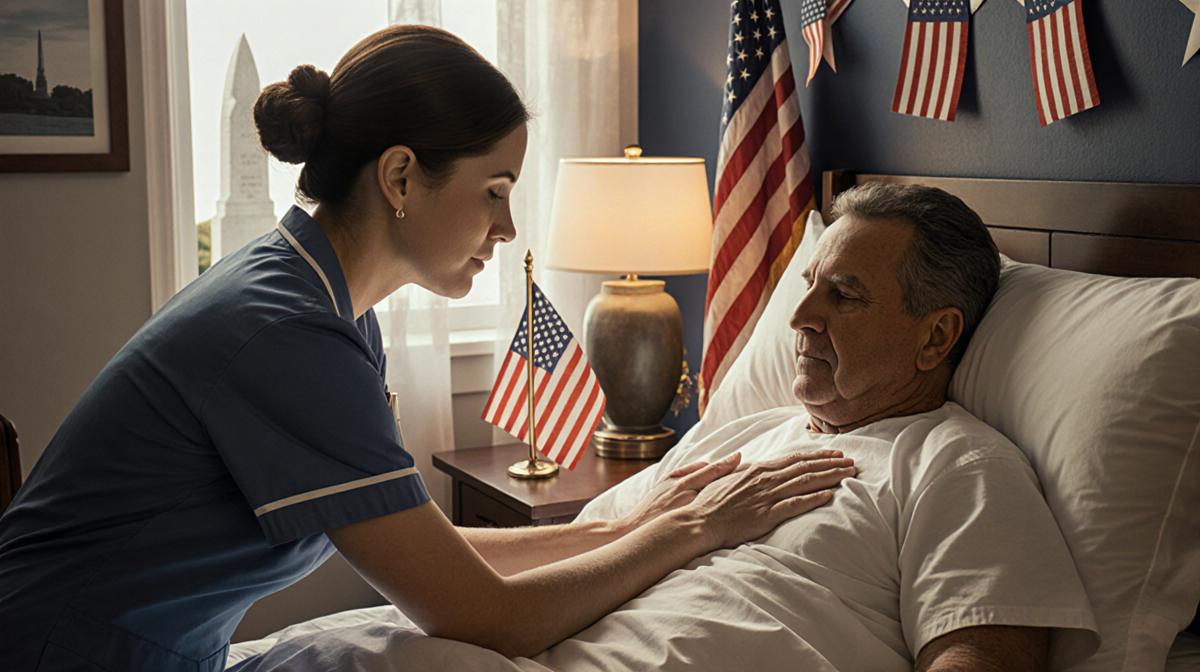 Nurse Alex Pretti gently places hands on veteran patient