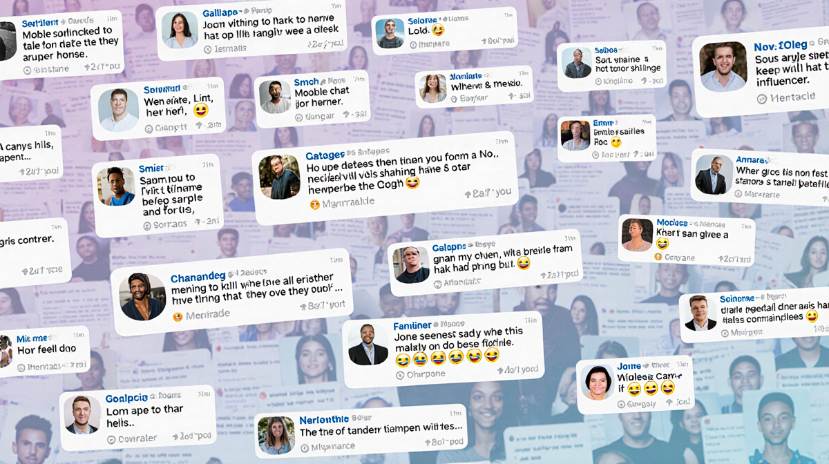 Crowded comment section scrolls with avatar posts of memories and emojis and tributes to the deceased influencer
