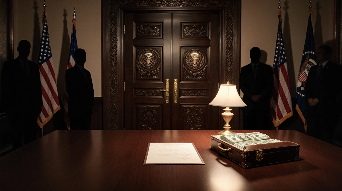 Grand carved door opens with world leaders