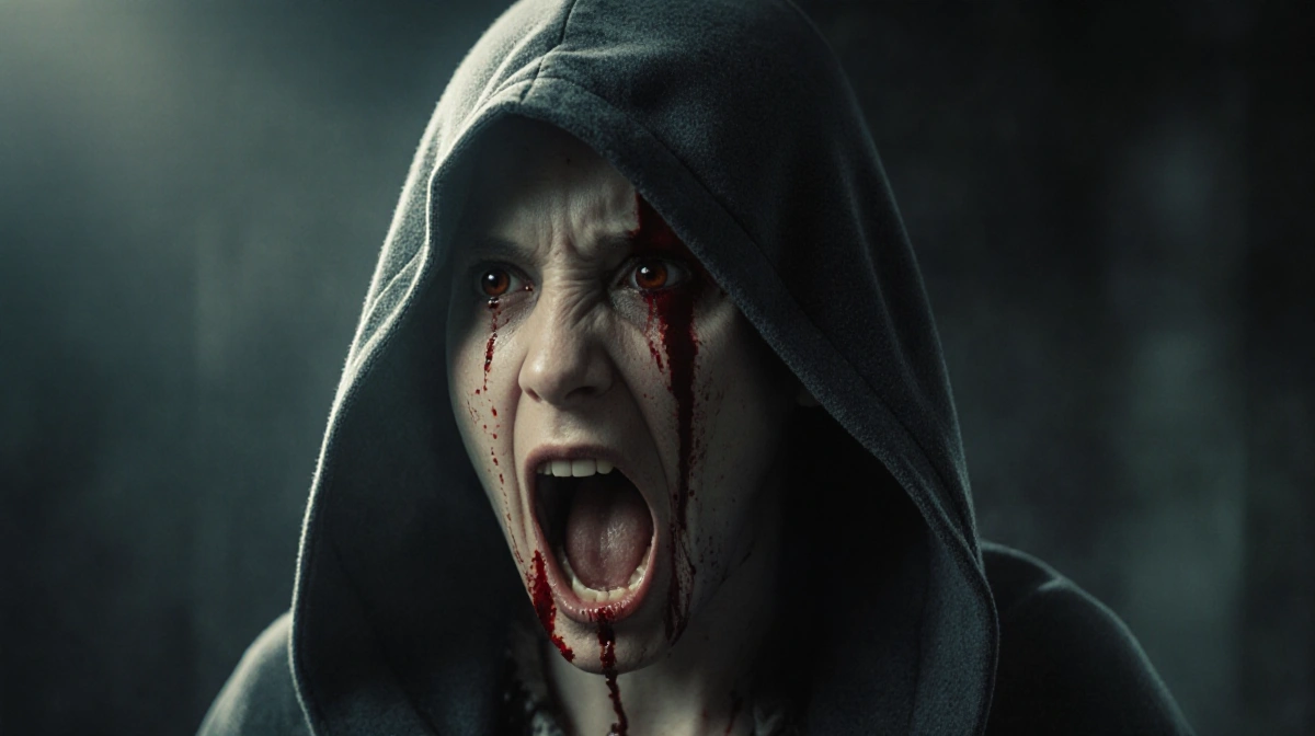 Person using computer with keyboard and monitor showing text