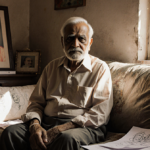 Prathamesh Kadam sits looking at the viewer with nostalgic light and his mother
