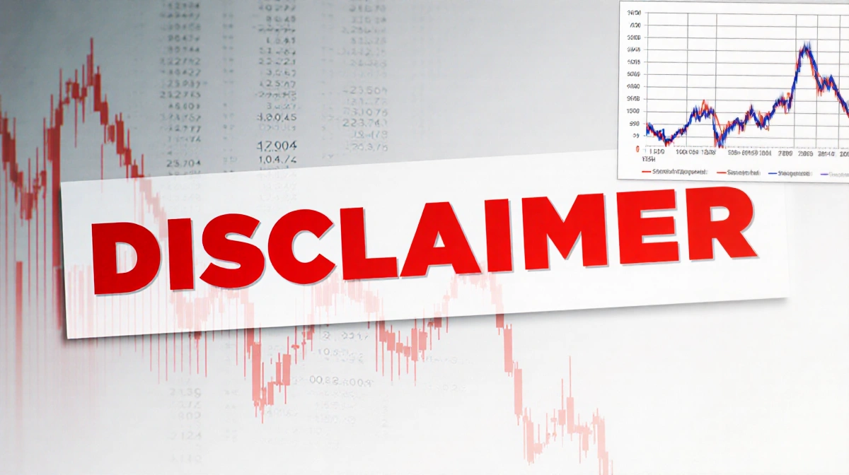 Red warning text layered over declining stock prices with financial chart in corner