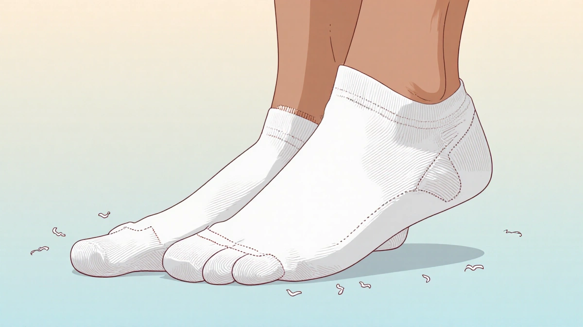 Feet wearing Reebok Club C 85 sneakers with white socks showing cushioned support against soft beige to pale blue gradient