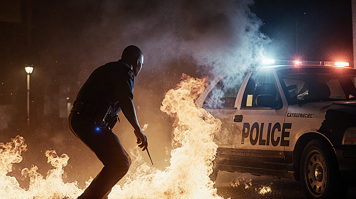 User looking at computer screen with message about inability to create violent crime images and offering help.