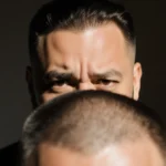 Ron Funches looking embarrassed with thinning hair visible through partially shaved comb-over and soft natural lighting