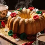 Rosca de Reyes cake sits center of table with festive conchas and steaming hot chocolate