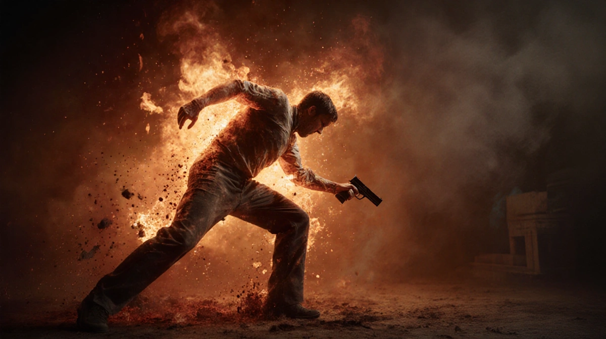 Person declining to create harmful content with friendly gesture and helpful expression