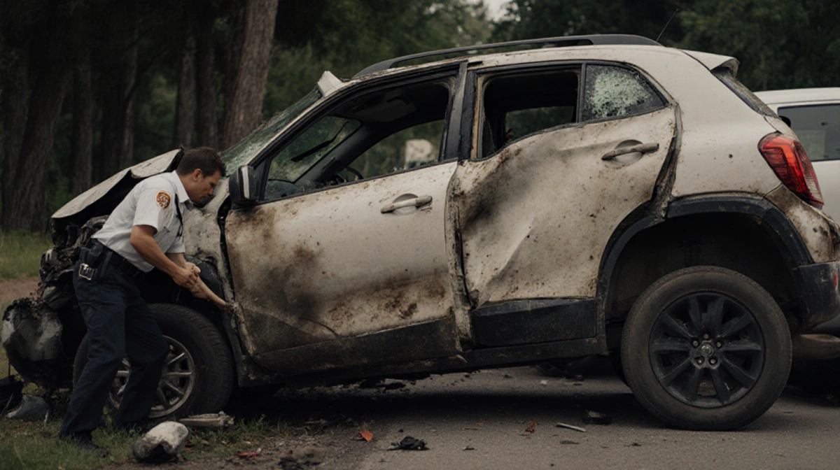 Person typing at laptop with blank screen showing error message