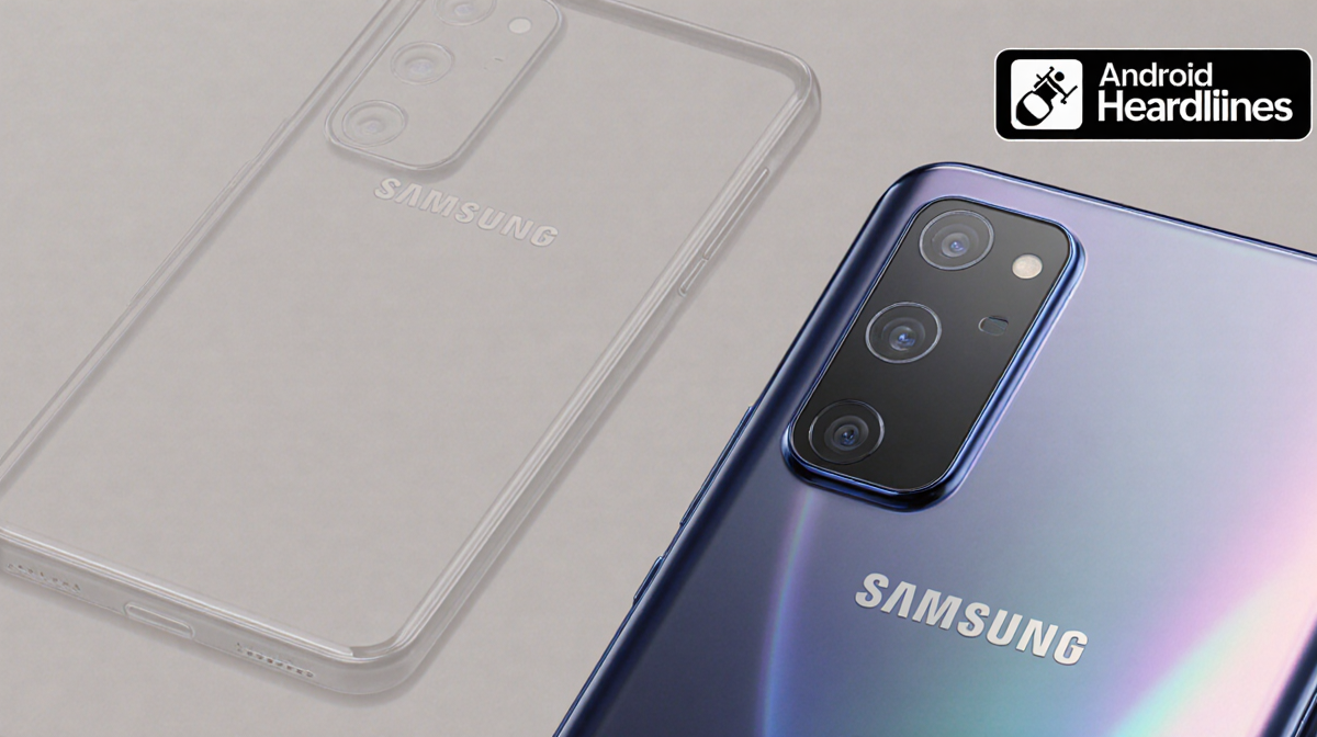 Samsung Galaxy S26 Ultra rear panel showing silhouette change with S25 Ultra outline and blurred Android Headlines logo.